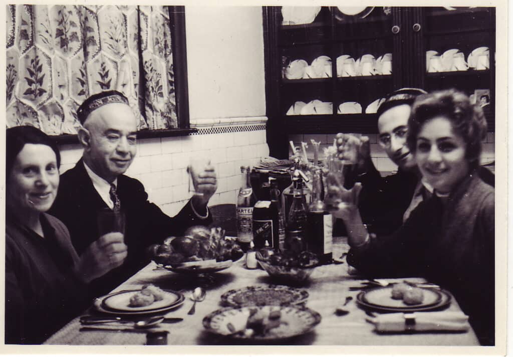 Meal with gefilte fish and challah