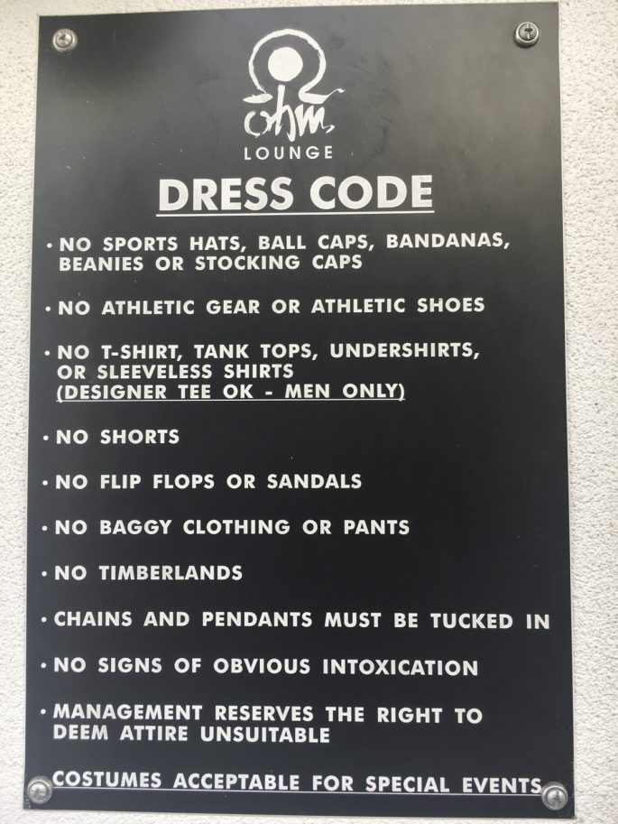 Signs dress code and etiquette Mish Aminoff