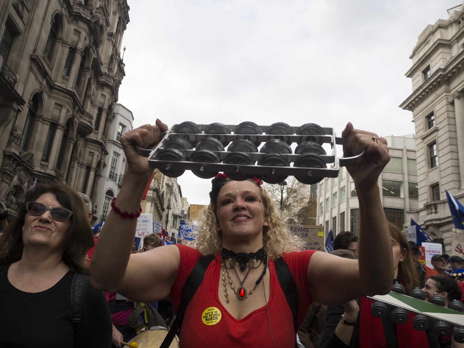 Brazilian shakers being played at the march for a people's vote on Brexit
